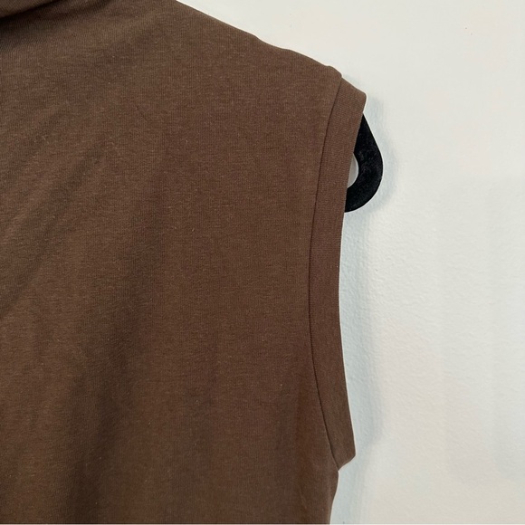 OGL Women’s Mockneck Tucks Midi-Dress Cap Sleeve in Hazelnut Coco Sz L NWT - Picture 9 of 10